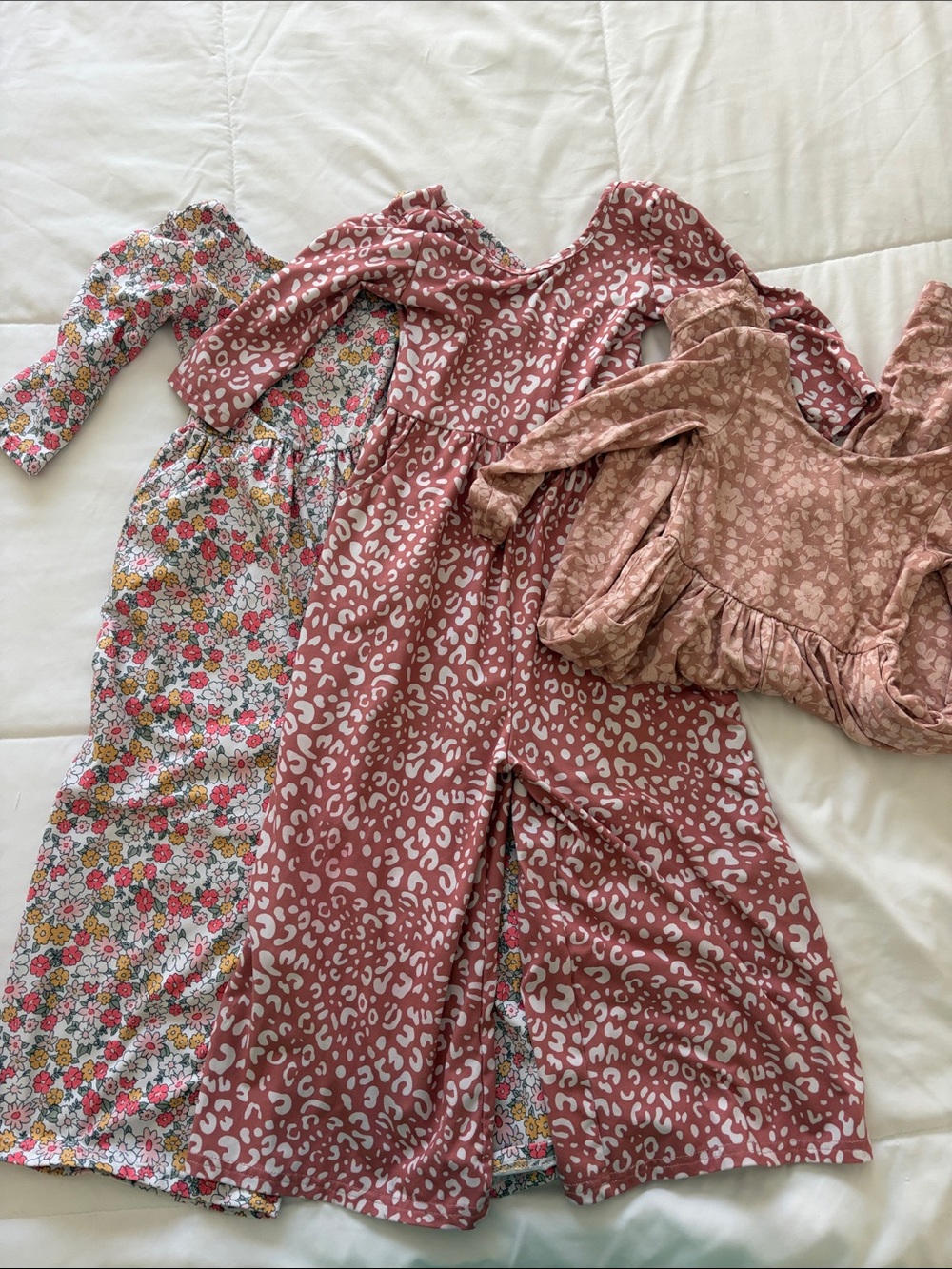 Girls' Pink Floral & Leopard Print Dress Set